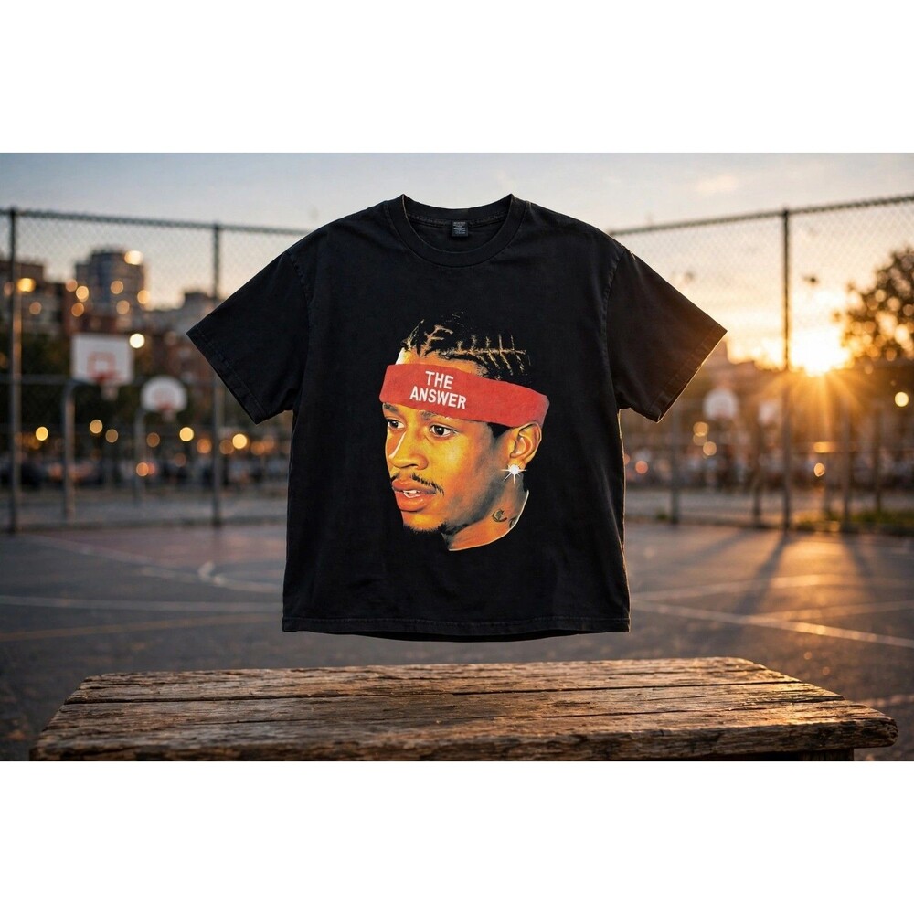Allen Iverson The Answer Big Face Graphic Tee Mens XL Black Basketball